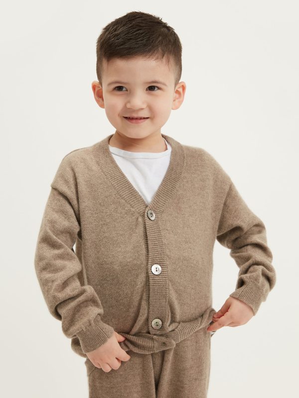 Kids Organic Cashmere V-neck Cardigan Verkauf – Bild 2